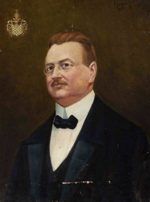 Portrait of Jan Nepomucen Chelkowski, coat of arms, Wczele by Zenobiusz Leopold Cerkiewicz Oil Painting