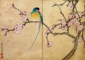 Bird with Plum Blossoms by Zhang Ruoai Oil Painting