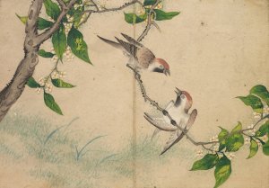 Gossiping Sparrows by Zhang Ruoai Oil Painting