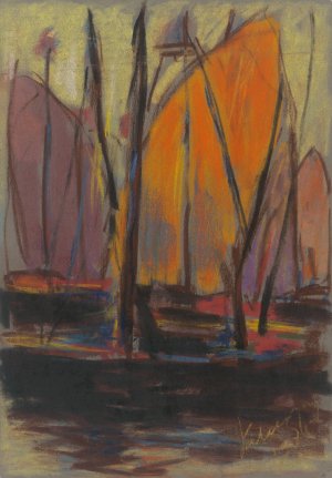 At the Port by Zolo Palugyay Oil Painting