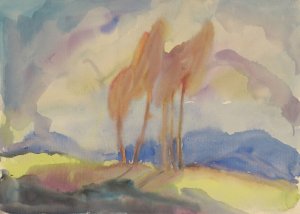 Autumn Birch Trees in a Sunlit Meadow by Zolo Palugyay Oil Painting