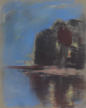 Blue Lake under Black Rock by Zolo Palugyay Oil Painting