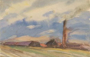 Brown Village by Zolo Palugyay Oil Painting