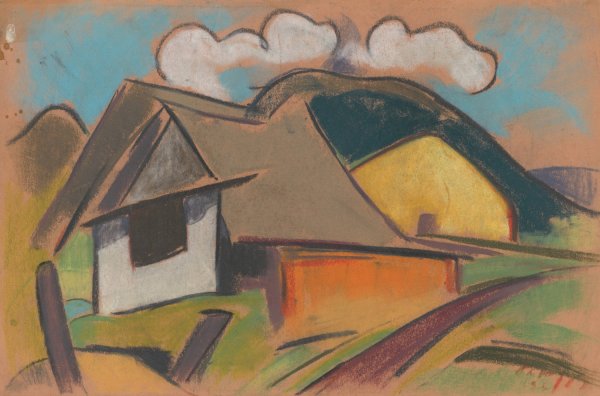 Cottages in the Mountains  by Zolo Palugyay - Hand-Painted Oil Painting Reproduction