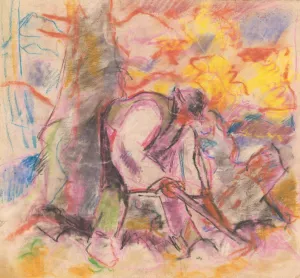 Hoeing by Zolo Palugyay Oil Painting