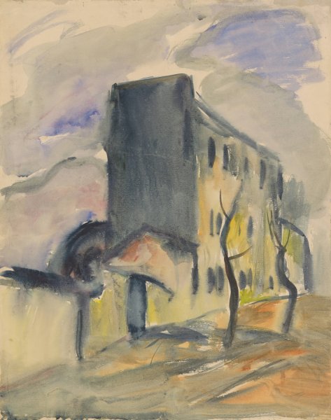 Lonely Blue House  by Zolo Palugyay - Hand-Painted Oil Painting Reproduction