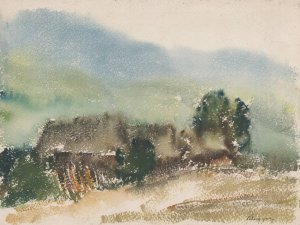 Motif with Village Cottages by Zolo Palugyay Oil Painting