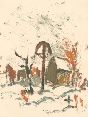 Village cemetery in winter by Zolo Palugyay Oil Painting