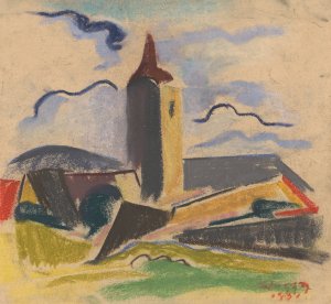 Village Church by Zolo Palugyay Oil Painting
