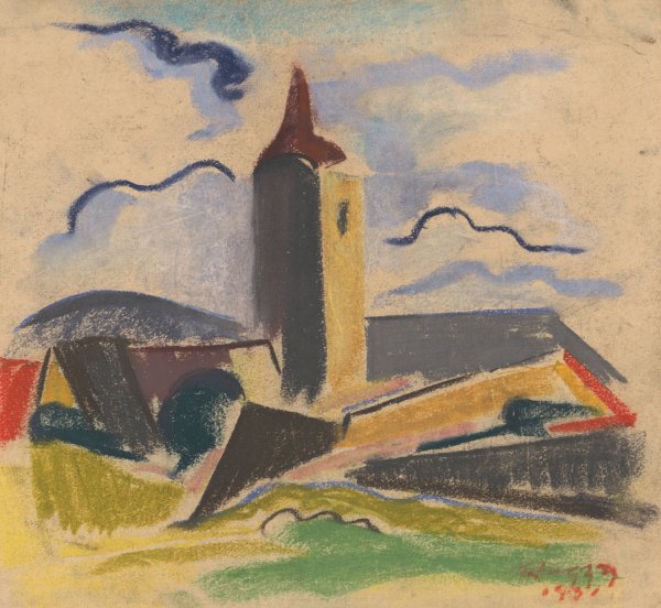 Village Church  by Zolo Palugyay - Hand-Painted Oil Painting Reproduction