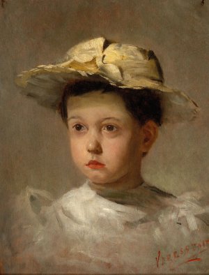 A Girl with a Hat by Zoltan Veress Oil Painting