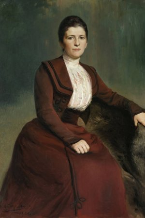 Portrait of G. Lesiewska, artist's sister by Zygmunt Andrychewicz Oil Painting