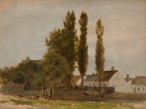 Landscape with trees and houses by Zygmunt Sidorowicz Oil Painting