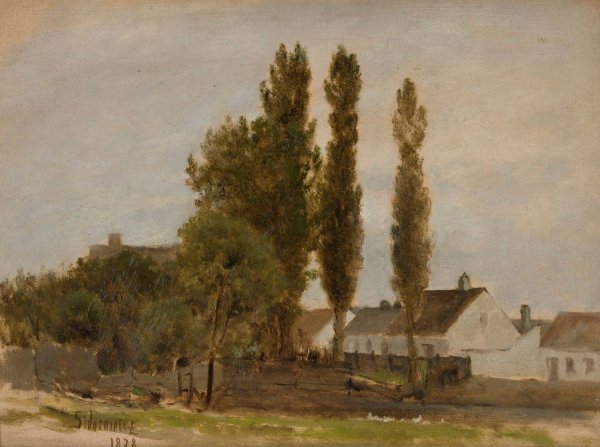 Landscape with trees and houses  by Zygmunt Sidorowicz - Hand-Painted Oil Painting Reproduction