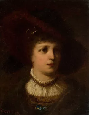Portrait of a woman by Zygmunt Sidorowicz Oil Painting