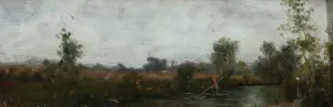 River Landscape by Zygmunt Sidorowicz Oil Painting