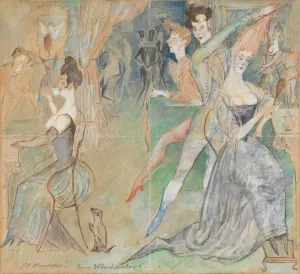 At Figaro's (at a hairdresser's) Oil painting by Zygmunt Waliszewski