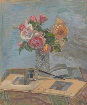 Bouquet of roses by Zygmunt Waliszewski Oil Painting