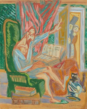 Don Quixote in an armchair by Zygmunt Waliszewski Oil Painting