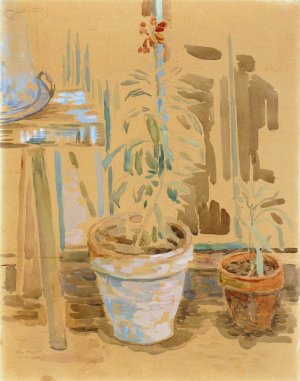 Flowers in Pots by Zygmunt Waliszewski Oil Painting