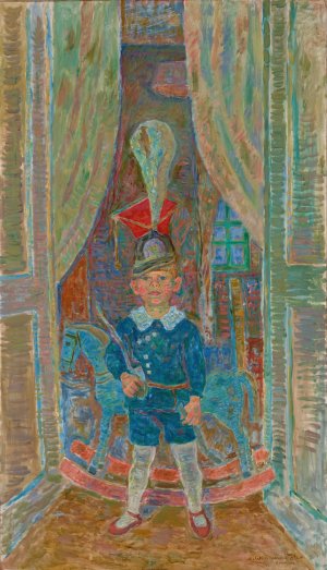 Portrait of a Boy in the Uhlan's Schako by Zygmunt Waliszewski Oil Painting