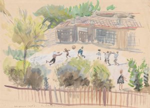 School backyard by Zygmunt Waliszewski Oil Painting