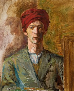 Self-portrait in a turban by Zygmunt Waliszewski Oil Painting