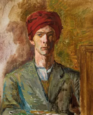 Self-portrait in a turban by Zygmunt Waliszewski Oil Painting
