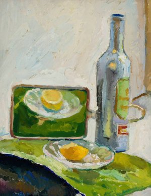 Still life with a bottle by Zygmunt Waliszewski Oil Painting