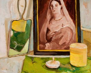 Still life with a portrait by Zygmunt Waliszewski Oil Painting